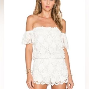 Alexis Crochet Floral White Off the Shoulder Romper